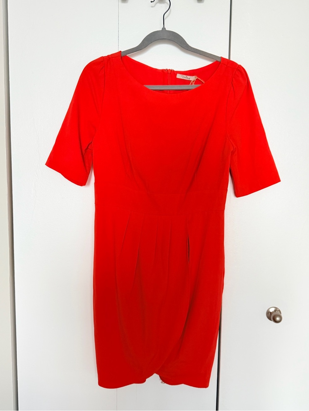 Darling Red Midi Dress with Pleated Skirt